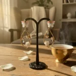 Couture Inspired Marble-Textured Lunar Drop Earrings - Image 2