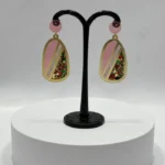 Avant-Garde Marbled Stone Crescent Drop Earrings - Image 4