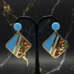 Contemporary Lunar-Inspired Marbled Statement Earrings - Image 3