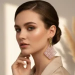 Imperial Urban Style Marbled Stone & Pearl Earrings - Image 4