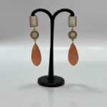 Splendid High-Gloss Stone Earrings with Floral Inlay - Image 3