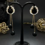 Majestic Sculpted Marble-Inlay Gala Statement Earrings - Image 3