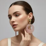 Boho-Luxe Marbled Crescent Earrings with Pearl Fringe