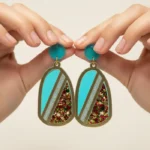 High-End Minimalist Marble & Pearl Fusion Earrings - Image 5