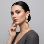 Splendid High-Gloss Stone Earrings with Floral Inlay - Image 4
