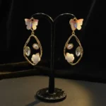 Couture Inspired Marble-Textured Lunar Drop Earrings - Image 4