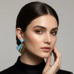 Contemporary Lunar-Inspired Marbled Statement Earrings - Image 5