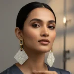 Sculpted Stone & Pearl High-Fashion Drop Earrings