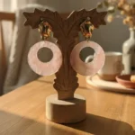 Boho-Luxe Marbled Crescent Earrings with Pearl Fringe - Image 7