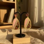 Avant-Garde Marbled Stone Crescent Drop Earrings - Image 6
