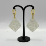 Sculpted Stone & Pearl High-Fashion Drop Earrings - Image 6