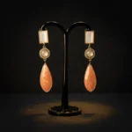 Splendid High-Gloss Stone Earrings with Floral Inlay - Image 5