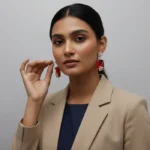 Celestial High-End Geometric Pearl-Frame Earrings - Image 7