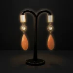 Splendid High-Gloss Stone Earrings with Floral Inlay - Image 7