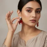 Celestial High-End Geometric Pearl-Frame Earrings - Image 8