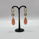 Splendid High-Gloss Stone Earrings with Floral Inlay - Image 8