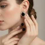 Majestic Sculpted Marble-Inlay Gala Statement Earrings - Image 6