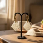 Sculpted Stone & Pearl High-Fashion Drop Earrings - Image 8