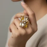 Radiant Champagne & Amber Statement Ring