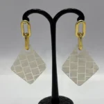 Sculpted Stone & Pearl High-Fashion Drop Earrings - Image 2