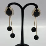 Majestic Sculpted Marble-Inlay Gala Statement Earrings - Image 2
