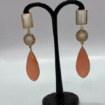 Splendid High-Gloss Stone Earrings with Floral Inlay - Image 2