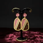 Avant-Garde Marbled Stone Crescent Drop Earrings - Image 3