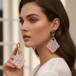 Imperial Urban Style Marbled Stone & Pearl Earrings