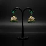 Green Butterfly Post Jhumka Drop Earrings - Image 4