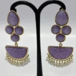 Elite Marbled Stone & Pearl Geometric Drop Earrings