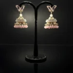 Butterfly Post & Pink Bead Jhumka Drop Earrings