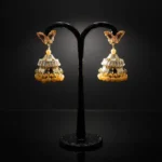 Butterfly Post & Amber Bead Jhumka Drop Earrings - Image 5