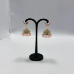 Butterfly Post & Pink Bead Jhumka Drop Earrings - Image 5