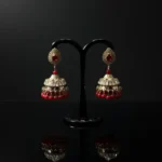 Traditional Red & Gold Jhumka Dangle Earrings - Image 6