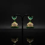 Green Butterfly Post Jhumka Drop Earrings - Image 5