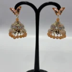 Butterfly Post & Amber Bead Jhumka Drop Earrings