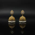 Traditional Gold Filigree Jhumka Dangle Earrings - Image 7