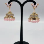 Butterfly Post & Pink Bead Jhumka Drop Earrings - Image 6