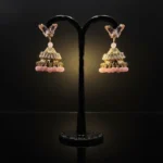 Butterfly Post & Pink Bead Jhumka Drop Earrings - Image 7
