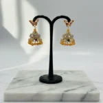 Butterfly Post & Amber Bead Jhumka Drop Earrings - Image 6
