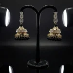 Traditional Black & Gold Jhumka Dangle Earrings - Image 4