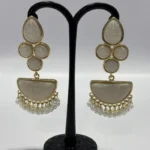 Cracked Resin Cluster & Pearl Tassel Drop Earrings - Image 4
