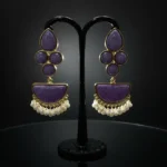 Elite Marbled Stone & Pearl Geometric Drop Earrings - Image 2