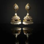 Traditional Gold Filigree Jhumka Dangle Earrings - Image 3