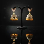 Butterfly Post & Amber Bead Jhumka Drop Earrings - Image 7
