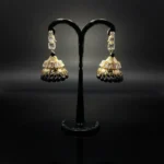 Traditional Black & Gold Jhumka Dangle Earrings - Image 5