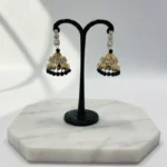 Traditional Black & Gold Jhumka Dangle Earrings - Image 6
