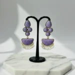 Elite Marbled Stone & Pearl Geometric Drop Earrings - Image 5