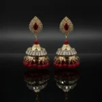 Traditional Red & Gold Jhumka Dangle Earrings