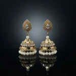 Traditional Gold Filigree Jhumka Dangle Earrings - Image 4